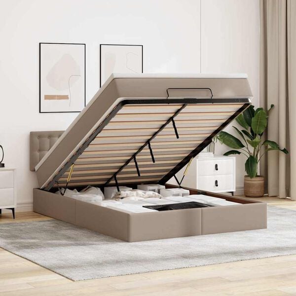 vidaXL Ottoman-Bett mit Matratzen & LEDs Cappuccino-Braun 140x200cm