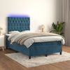 vidaXL Boxspringbett mit Matratze & LED Dunkelblau 120x200 cm Samt