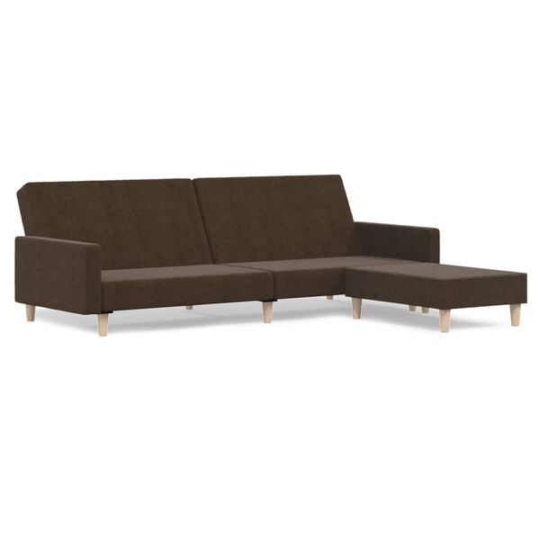 vidaXL Schlafsofa 2-Sitzer mit Fu&szlig;hocker Braun Stoff