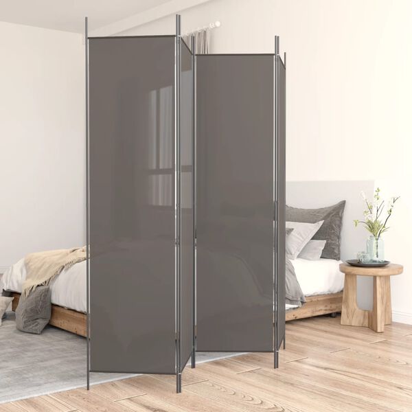 vidaXL 4-tlg. Paravent Anthrazit 200x220 cm Stoff