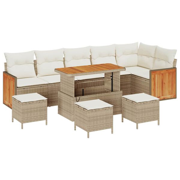 vidaXL Garten-Sofa-Set mit Kissen 10 pcs Beige und Creme