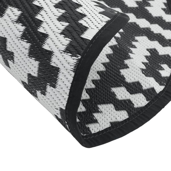 vidaXL Outdoor-Teppich ARAKIL Wei&szlig; und Schwarz &Oslash;120 cm PP