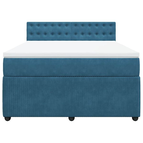 vidaXL Boxspringbett mit Matratze Blau 140x200 cm Samt
