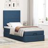 vidaXL Ottoman-Bett mit Matratze & LEDs Blau 90x190 cm Stoff