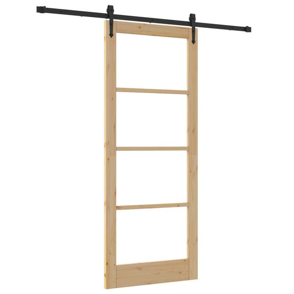 vidaXL Schiebet&uuml;r Nat&uuml;rlich und Schwarz 86 x 211 cm