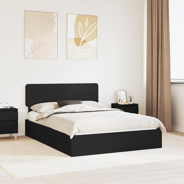 vidaXL Aufbewahrungsbett Schwarz 150 x 200 cm Holzwerkstoff
