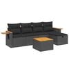 vidaXL 6-tlg. Garten-Sofagarnitur mit Kissen Schwarz Poly Rattan