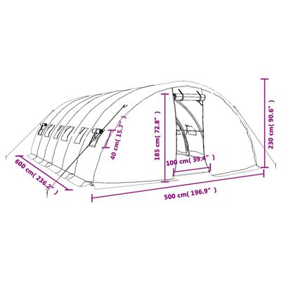 vidaXL Gewächshaus mit Stahlrahmen Weiß 30 m² 6x5x2,3 m