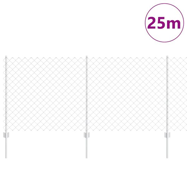 vidaXL Zaun mit Pfosten Silber 1 x 25 m Stahl