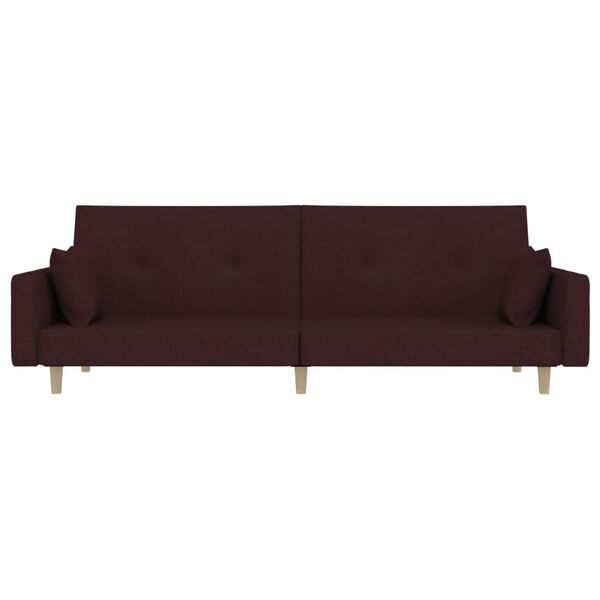 vidaXL Schlafsofa 2-Sitzer mit 2 Kissen Lila Stoff