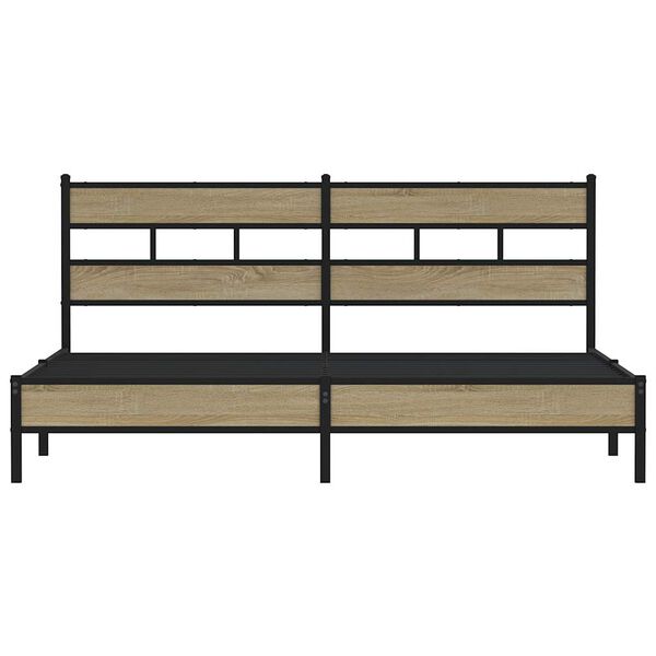 vidaXL Metallbett ohne Matratze Sonoma-Eiche 200x200 cm