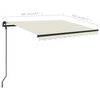 vidaXL Markise Manuell Einziehbar mit Pfosten 3x2,5 m Creme