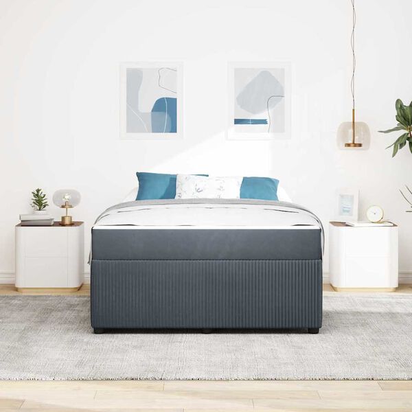 vidaXL Bettrahmen mit Matratze Dunkelgrau 140 x 200 cm Stoff