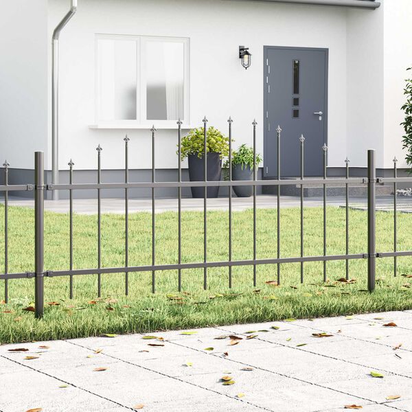 vidaXL Gartenzaun 6 pcs Grau 170 x 140 cm Pulverbeschichteter Stahl