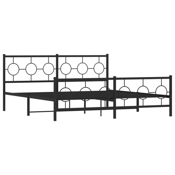 vidaXL Metallbett ohne Matratze mit Fu&szlig;teil Schwarz 180x200 cm