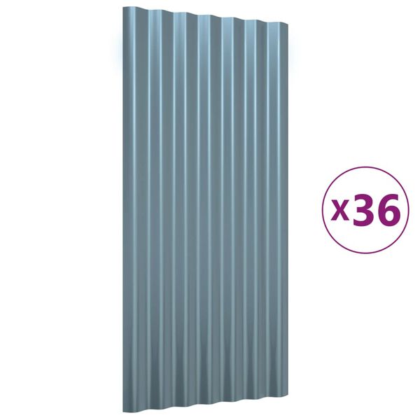 vidaXL Dachpaneele 36 Stk. Verzinkter Stahl Grau 80x36 cm