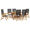 vidaXL Garten Essgruppe 7 pcs Schwarz Massivholz Akazie
