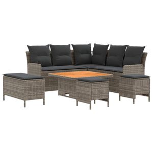 vidaXL M&ouml;belsets mit Kissen 7 pcs Grau und Dunkelgrau PE-Rattan