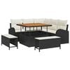 vidaXL Garten-Sofa-Set mit Kissen mit Speicher 8 pcs Schwarz und Creme