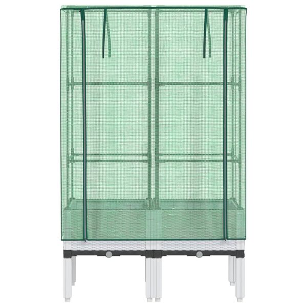 vidaXL Hochbeet mit Gew&auml;chshaus-Aufsatz Rattan-Optik 80x40x140 cm