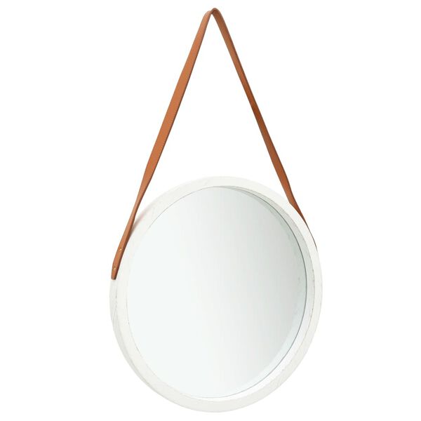 vidaXL Wandspiegel mit G&uuml;rtel 50 cm Wei&szlig;