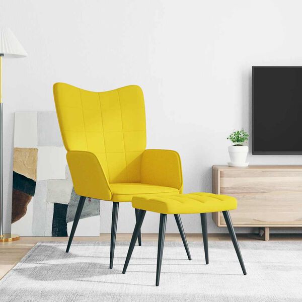 vidaXL Relaxsessel mit Hocker Senfgelb Stoff