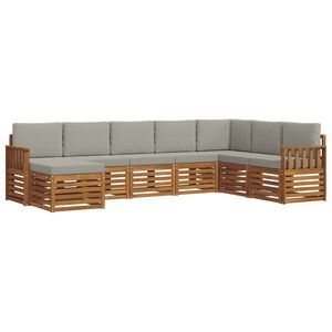 vidaXL Outdoor-Sofagarnitur 8 stk. Nat&uuml;rlich und Hellgrau
