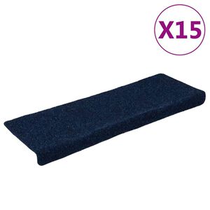 vidaXL Stufenmatten Selbstklebend 15 Stk. 65x21x4 cm Marineblau Rechteckiger Rand