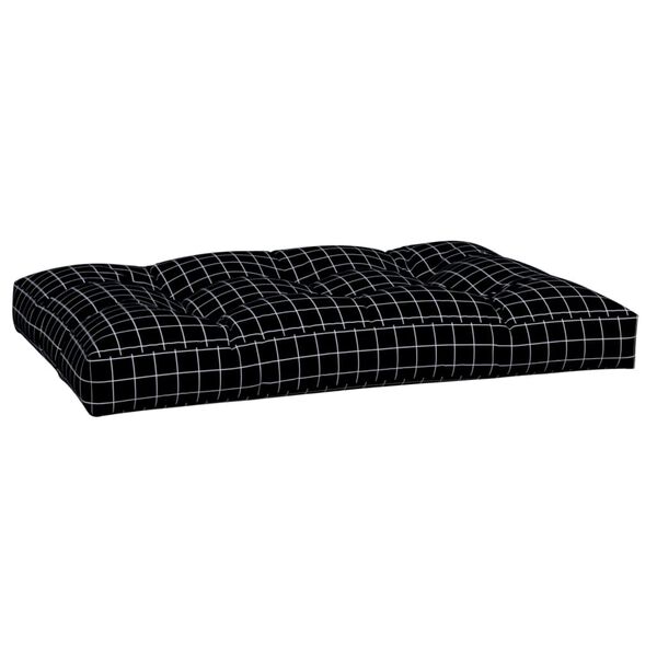 vidaXL Palettenkissen Schwarz Karomuster 120x80x12 cm Stoff