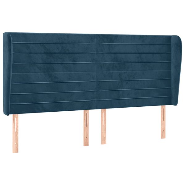 vidaXL Kopfteil mit Ohren Dunkelblau 183x23x118/128 cm Samt
