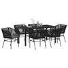 vidaXL Garten Essgruppe 7 pcs Schwarz Pulverbeschichteter Stahl
