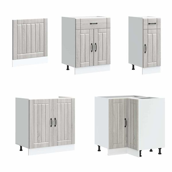 vidaXL 11-tlg. K&uuml;chenschrank-Set Lucca Grau Sonoma Holzwerkstoff
