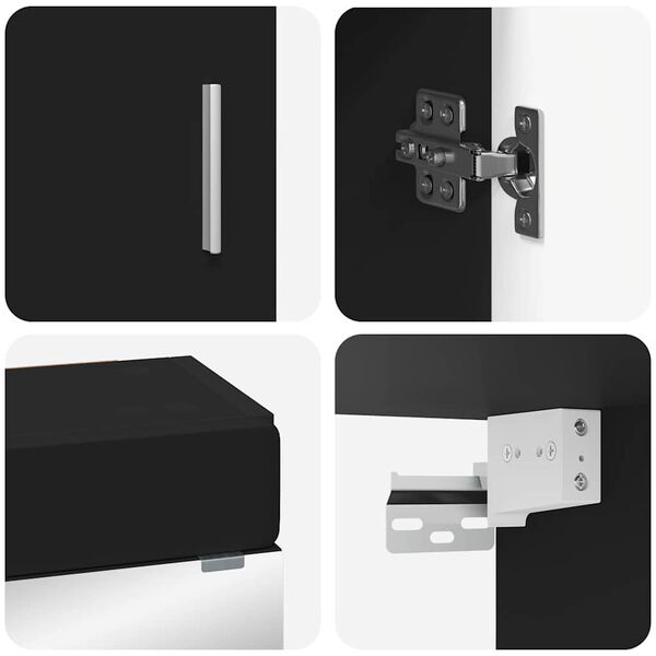 vidaXL Badezimmerm&ouml;bel-Set mit Regal TULUM Schwarz Holzwerkstoff