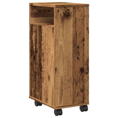 Produktbild von VidaXL Badschrank, Badezimmerschrank Schmal Mit Rollen, Nischenschrank Rollschrank Für Badezimmer, Badmöbel Hochschrank Nischenregal, Räuchereiche Holzwerkstoff