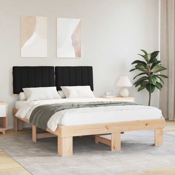 vidaXL Bettgestell mit gepolstertem Kopfteil Schwarz 140 x 200 cm