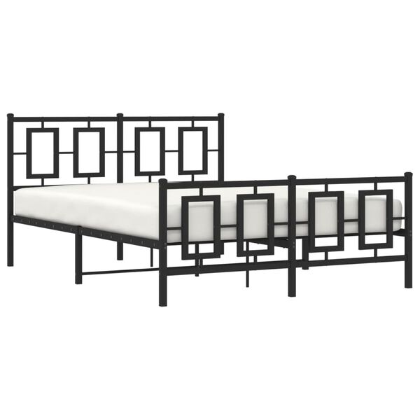 vidaXL Bettgestell mit Kopf- und Fu&szlig;teil Metall Schwarz 135x190 cm