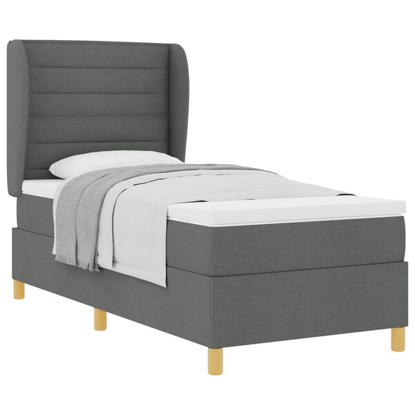vidaXL Boxspringbett mit Matratze Dunkelgrau 90x190 cm Dunkelgrau