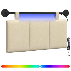 vidaXL H&auml;ngendes Kopfteil Mit LED Licht Creme Stoff