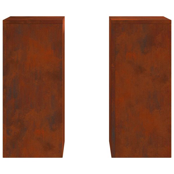 vidaXL Pflanzenst&auml;nder 2 pcs Rostig 24 x 24 x 55 cm Wetterfeststahl