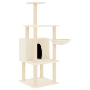 vidaXL Kratzbaum mit Sisal-Kratzs&auml;ulen Creme 132 cm