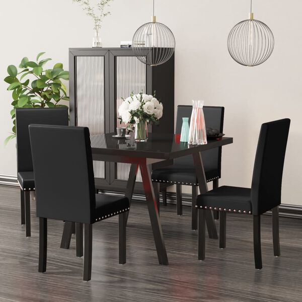 vidaXL Esszimmerst&uuml;hle 4 Stk. Schwarz PVC