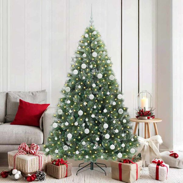 vidaXL K&uuml;nstlicher Weihnachtsbaum mit 300 LEDs Gr&uuml;n 180 cm PE und PVC