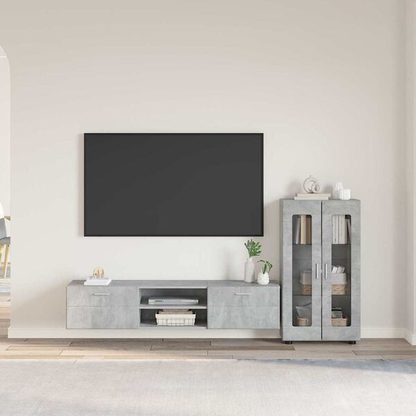 vidaXL TV-Schrankset mit Schubladen mit Regal Beton Grau Holzwerkstoff