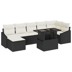 vidaXL Gartensofa-set 8 stk. Schwarz und Creme Poly-Rattan