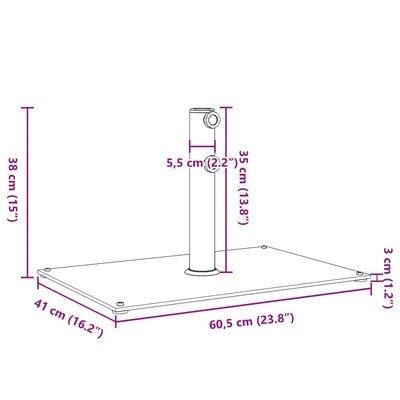 vidaXL Sonnenschirmständer Ø32/38/48 mm Mast 15 kg Rechteckig