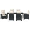 vidaXL Garten Essgruppe mit Kissen 7 pcs Schwarz Poly-Rattan
