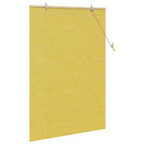 vidaXL Rollo mit Vorh&auml;ngen Gelb 110 x 160 cm Bambus