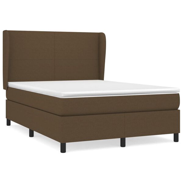 vidaXL Boxspringbett mit Matratze Dunkelbraun 140x200 cm Stoff