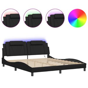 vidaXL Bettgestell "Viana" mit LED ohne Matratze Schwarz 180x200 cm