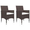 vidaXL 3-tlg. Bistro-Set Poly Rattan und Hartglas Braun